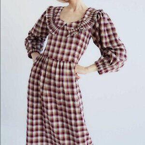 NWT Tach Clothing Lulu Dress in Rust Tartan Plaid